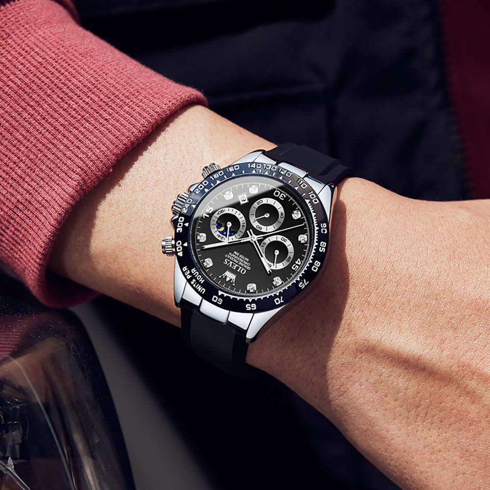 OLEVS Módní hodinky na paži Sportovní hodinky Populární módní značka Hodinky Ciferník Černý Japonský Quartz Silikonový pásek Stopky Datum Vodotěsné hodinky