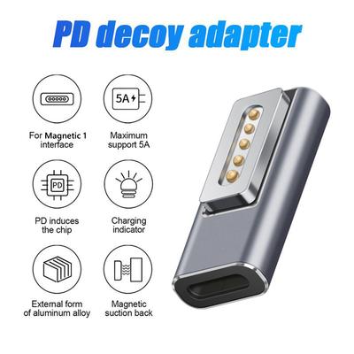 Type C Female To Magnetic PD Adapter Replacement for Macbook Air/Pro Notebook Computer Charging Connector