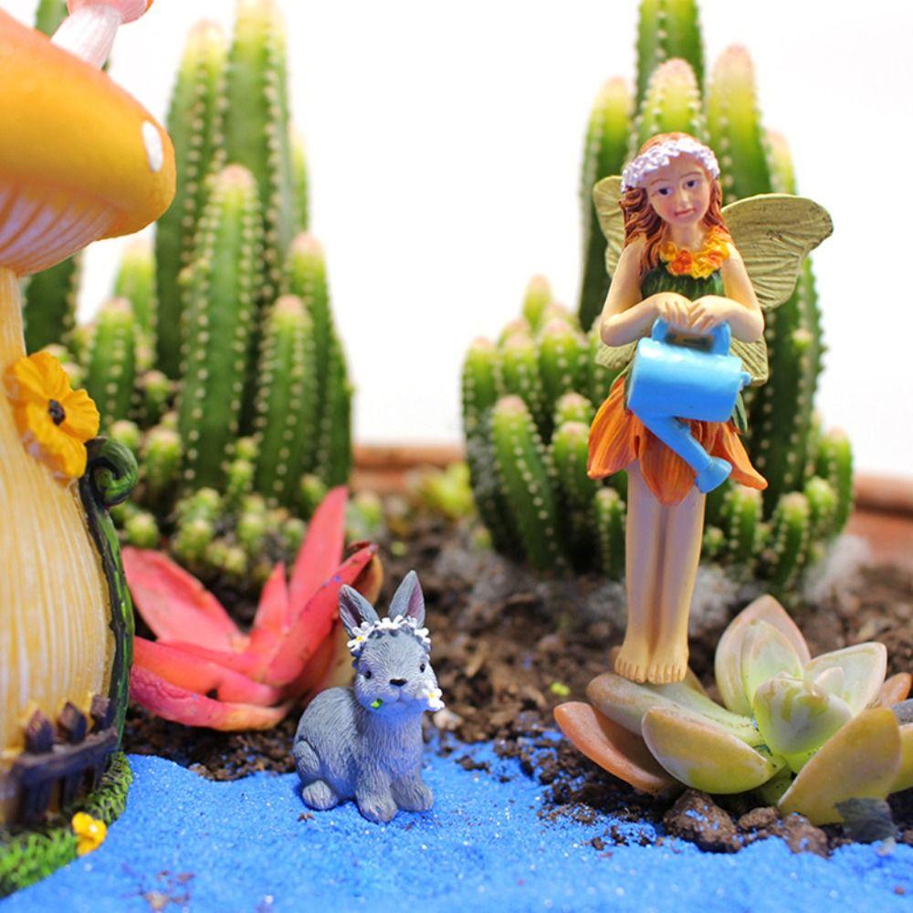 6pcs Resin Fairy Garden Statue Cute Miniatures Figurine Sculpture Mushroom House Set  Christmas