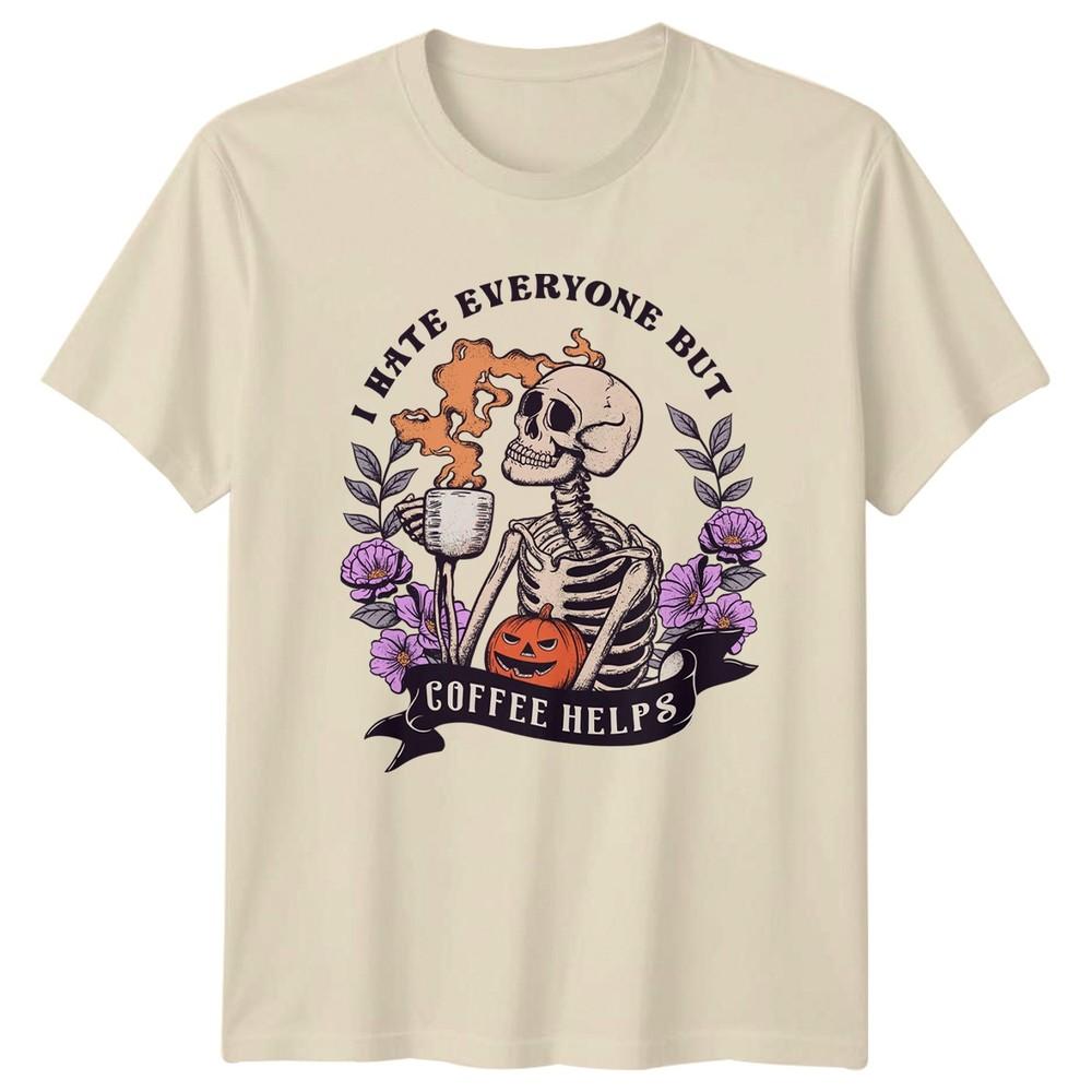 I Hate Everyone But Coffee Unisexs TShirt Halloween Coffee Halloween Gift