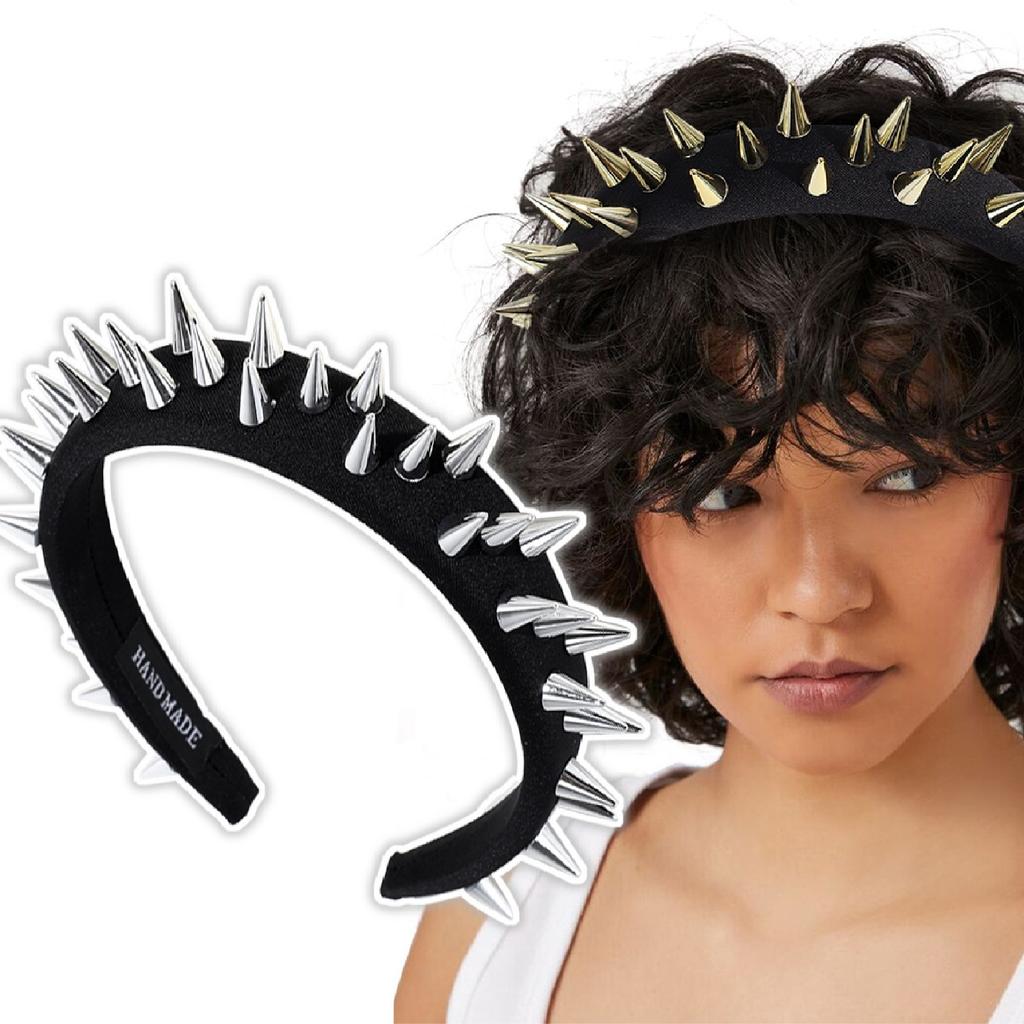 1PC Exaggerated, Designer, Rivet, Black, Hairband, Summer, Wide, Fashion, Punk, Personalized, Headband, Hairpin