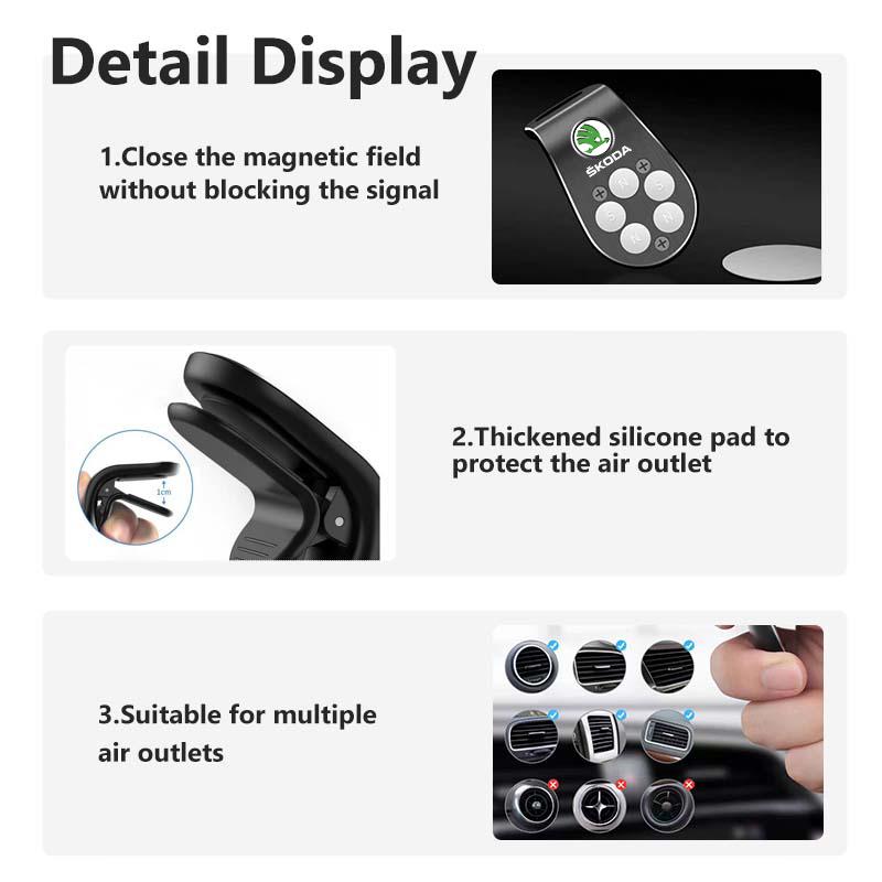 Sfrab5 Supporto Telefonico Magnetico a L per Auto Clip Supporto Smart Phone per Auto Per Skoda Kamiq Karoq Octavia 2 3 Rapid Scala Kami Fabia VII VRS