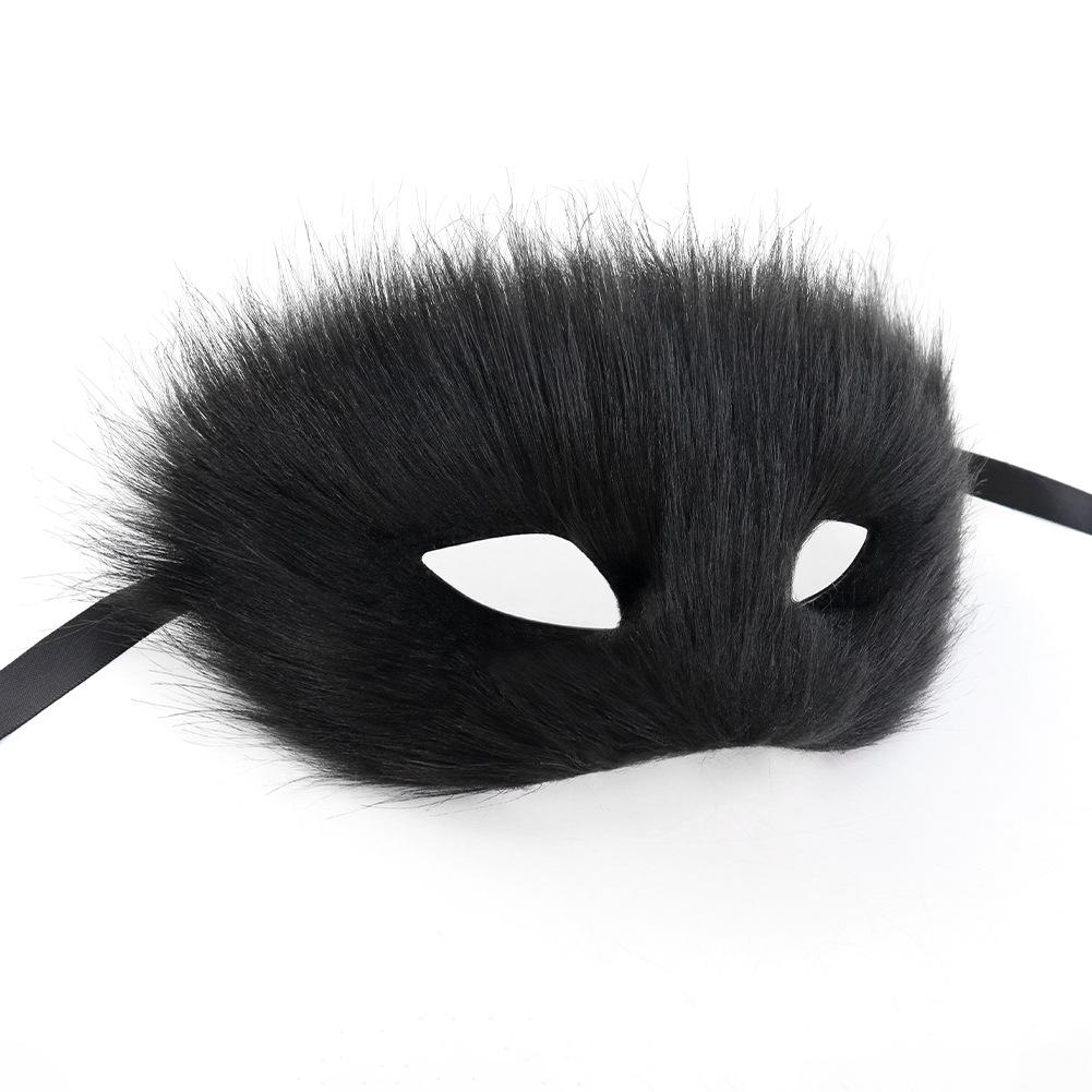 Cosmetic Masquerade Party, Long-haired Fox Half-face Mask, New Eye Mask, Plastic Mask, Mysterious Animal Mask
