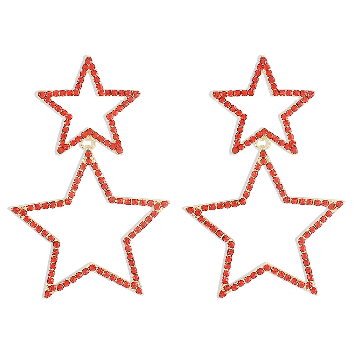 

Сексуальные женские модные серьги со стразами, пятиконечная звезда, модные серьги с двойным характером.