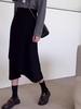 Black Irregular High-Waisted A-Line Skirt - Mid-Length Umbrella Style for Spring & Autumn 2026