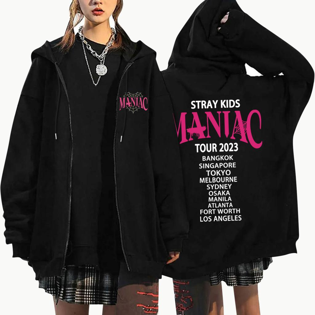 Women's Zip Up Hoodies Teen Girls Letter Printing Sweatshirt Clothing Casual Drawstring Jacket With Pockets