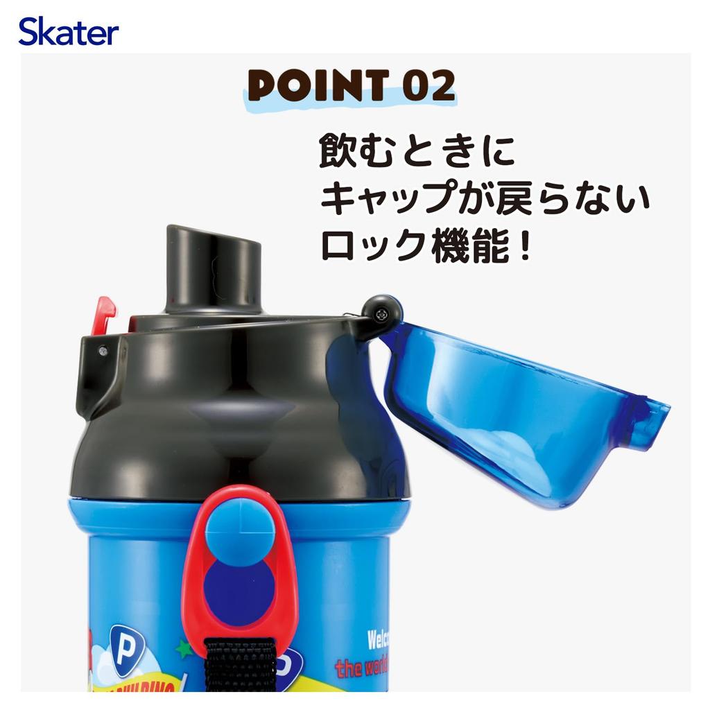 Skater Children's Direct Drinking Water Bottle, Plastic, 480ml, One-Push OpenClose, Dishwasher Safe, Made in Japan, Tomica 26, Boys', PSB5SAN-A