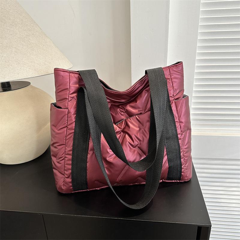 Casual Tote Bag for Women Space Cotton Shoulder Bag Large Capacity Ladies Puffy Handbags Quilted Work Commute