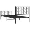 Metal Bed Frame with Headboard and Footboard Black 90x190 cm