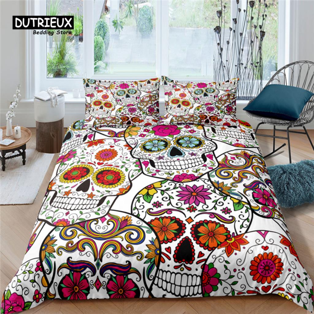 

Предметы для дома Роскошный 3D комплект постельного белья с сахарным черепом Удобный комплект пододеяльника Детский комплект постельного белья Размер Queen и King EU/US/AU/UK US Queen(228x228cm)