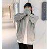 Sweatshirt Jacket Loose Spring Autumn New Lazy Top Korean Hooded Zipper Gray Casual Cardigan