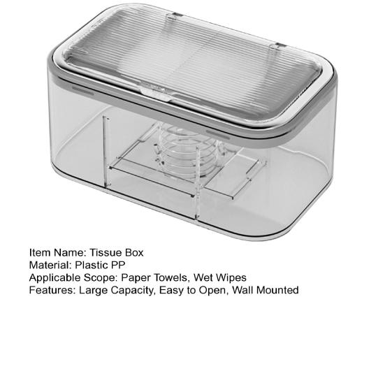 Wet Wipes Dispenser Box Large Capacity Wall Mounted Tissue Holder Easy To Open Multifunctional Tissue Box with Spring Plate