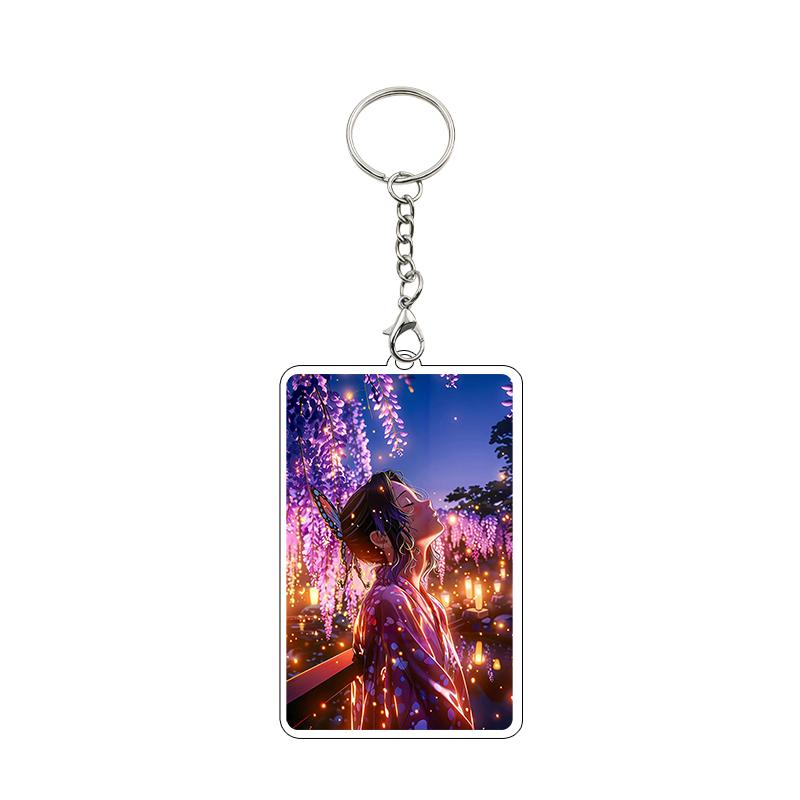 Anime 8cm Kamado Tanjiro Nezuko Agatsuma Zenitsu Cartoon Characters Acrylic Keychain Accessories Car Pendant Gifts Toy Wholesale