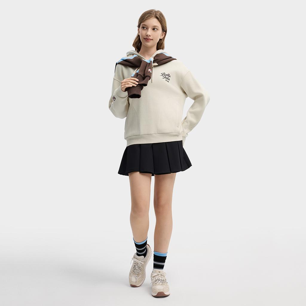 FILA Original Fashionable Personality Trendy Minimalist Retro Sports Casual Comfortable Versatile Hoodie Women hoodies Almond Khaki F11W619212FBG