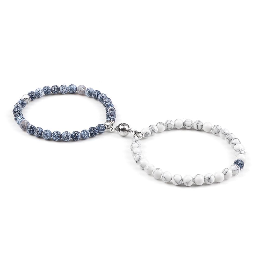 6mm Magnetic Couple Bracelets Set - Memorial Gift for Him & Her