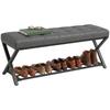 Shoe Bench, Entryway Bench with Faux Leather Cushion, Shelf, Load Capacity Up To 220 Kg, for Hallway, Entryway, 112 X 37 X 47 Cm, Dark Grey