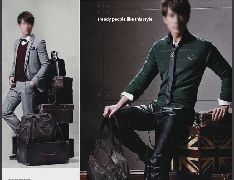 Men's Soft Leather Shoulder Messenger Bag - Large Capacity Business Casual Handbag for Travel