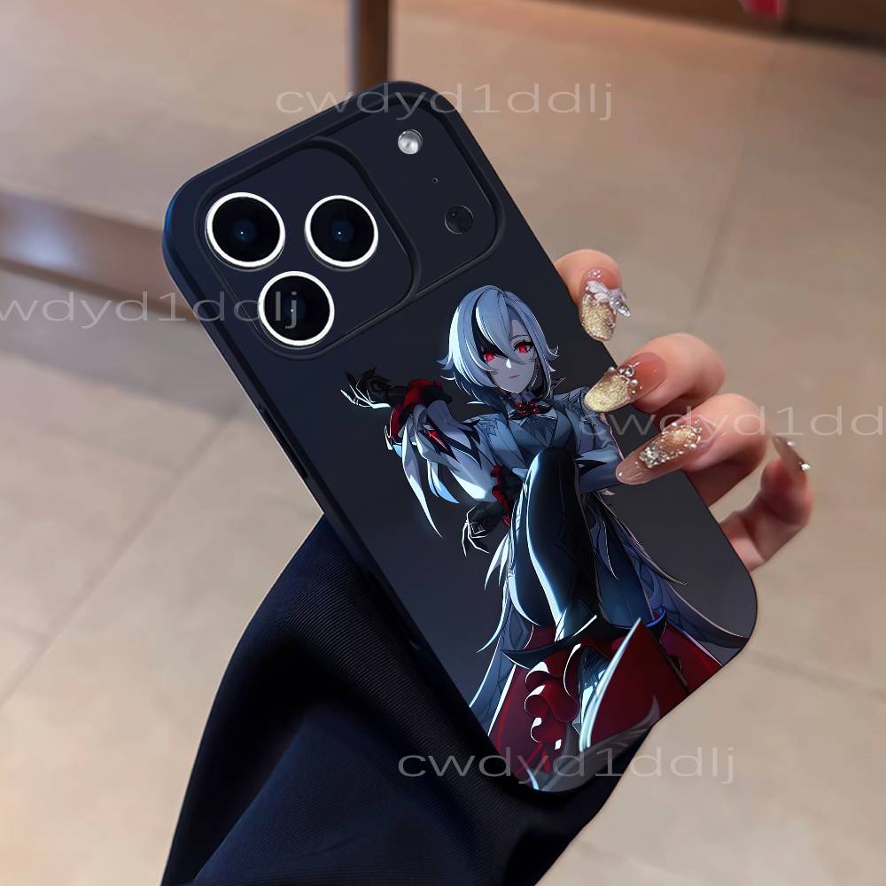 Arlecchino G-Genshin Impact For iPhone 17,16,15,11,12,14,13 Pro Max Mini XS,XR,7 Plus 16E Air Soft Black Dustproof Phone Case