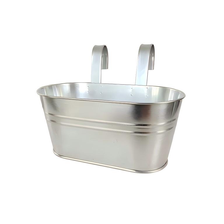 Oval Metal Double Hook Hanging Flower Pot for Railings and Fences