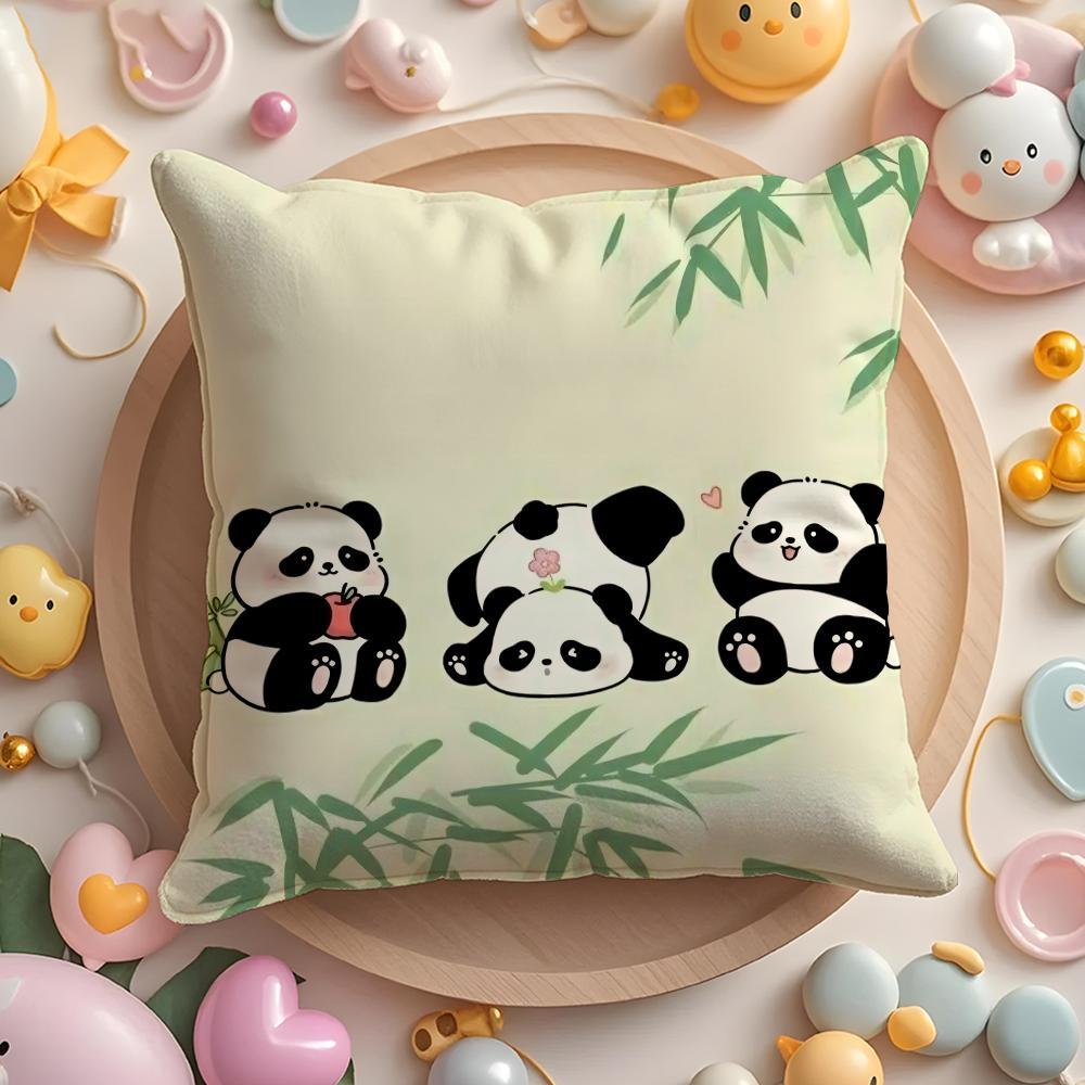 Милая Наволочка для Подушки с Пандой Мягкая Плюшевая Ткань Двусторонняя Печатная Наволочка Теплая Зимняя Наволочка для Подушки на Диван 30cmx30cm