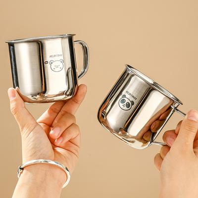  304 Stainless Steel Children Water Cup With Handle 300ML Durable Anti Scald Tea Milk Coffee Mug Mini Kids Drinking Cup