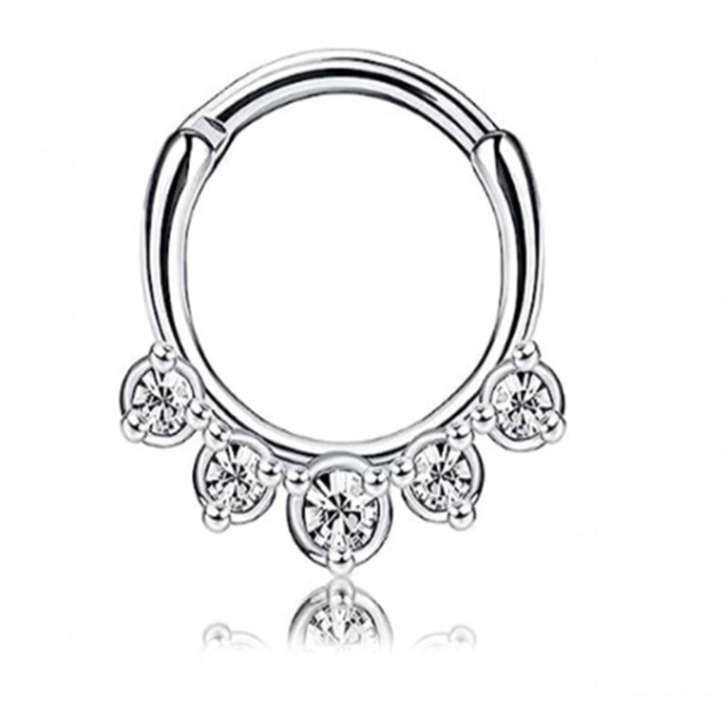 8 Pcs 316L Stainless Steel Septum Nose Rings With CZ Cartilage Tragus Helix Daith Hoop Earrings Piercing Jewelry