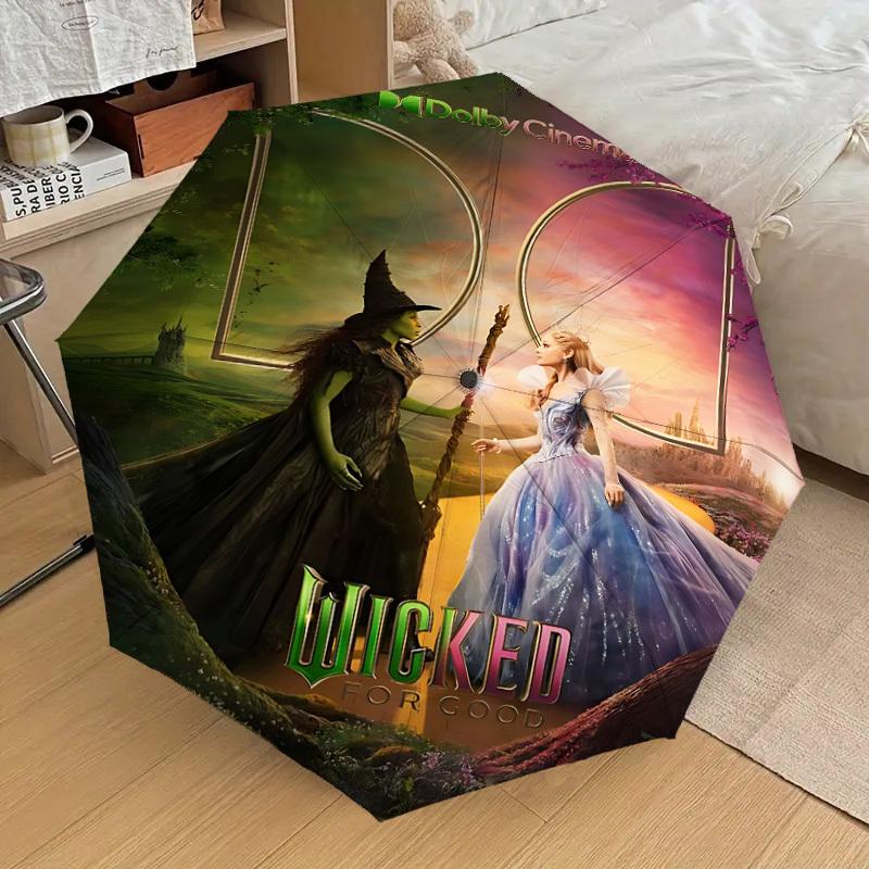 1PC Wicked For Good Automatic Open/Close Umbrella with Windproof, 8-Rib Sturdy Canopy, Durable Ribs, Fashionable Design,1295A