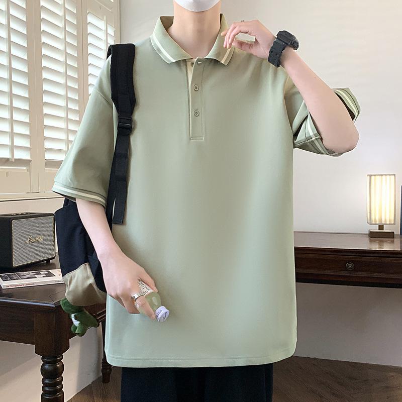 

Мужская рубашка-поло большого размера с короткими рукавами, воротником с лацканами и повседневной свободной верхней одеждой с половиной рукавов 8XL