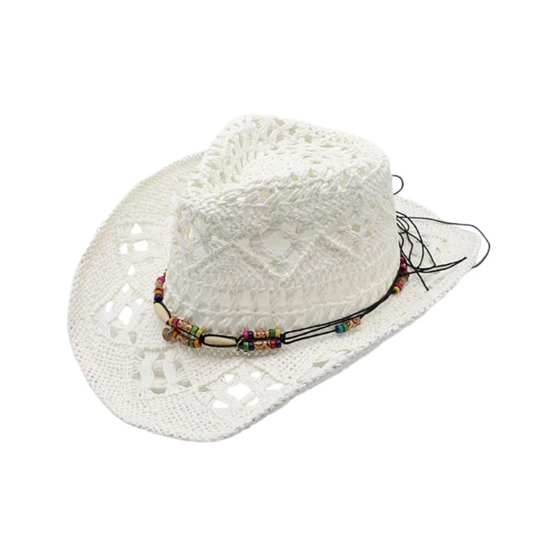 Western Hat Natural Paper Straw Wide Brims Sun Hat Popular Panama Hat for Adult Daily and Travel Wear