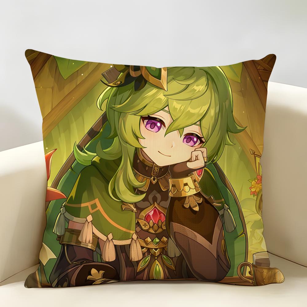 Collei Genshin Impact Cushion Cover Natural Linen Organic Fabric DoubleSided Printing Room Sofa Decor Pillow Case