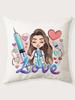 Cartoon Nurse Printed Pillow Cover Sofa Bedroom Living Room Bed Office Chair Home Decoration Cushion Cover