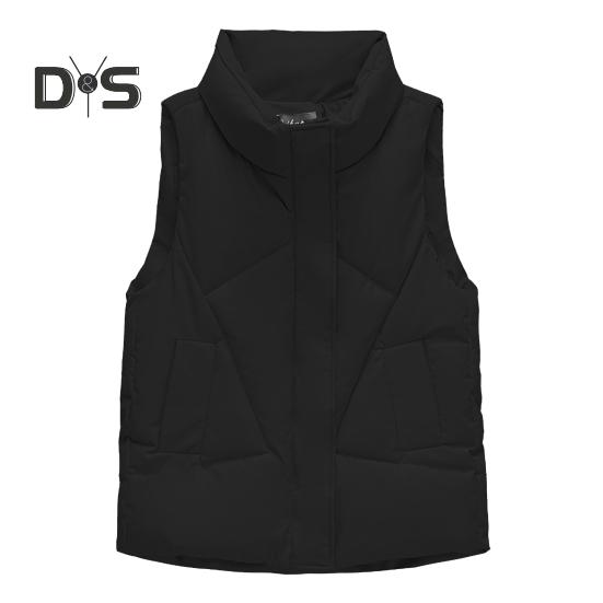Women Fall Winter Vest Coat Thickened Padded Solid Color Sleeveless Cardigan Zipper Closure Stand Collar Pockets Windproof Warm Women Plus Size