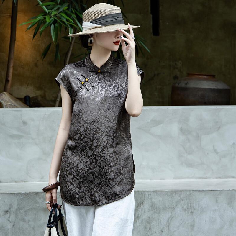 Lancer 2026 Summer Acetate Jacquard Asymmetric Shirt S