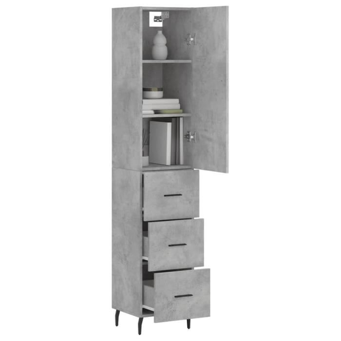 VidaXL Highboard Concrete Grey 34.5x34x180 Cm Engineered Wood 3198869