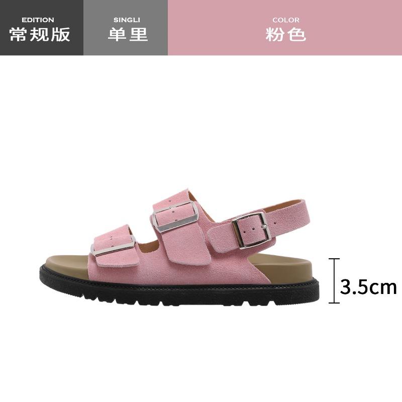 

Вся натуральная кожа! Платформенные сандалии для женского лета, новые универсальные ретро-сандалии Boken для ношения на улице 40 розовый