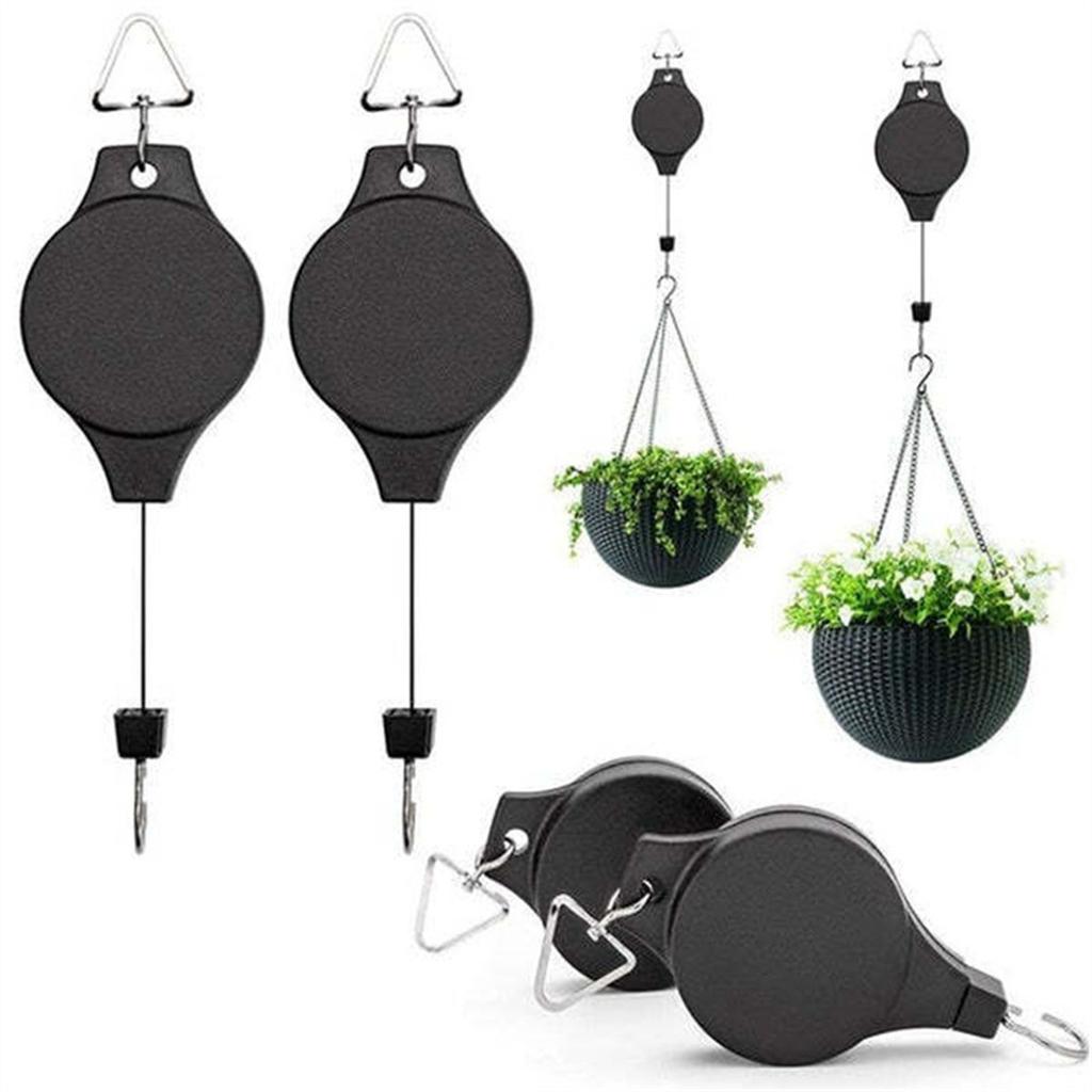Pflanzenaufhänger, Einziehbare Seilzüge, Maximale Tragfähigkeit 10 kg Verstellbare Aufhängehaken für Blumenkörbe, Aufhänger für Gartenkörbe, Töpfe und Vogelfutterspender