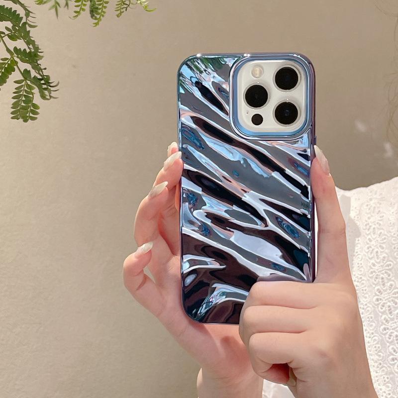 3D Electroplated Wrinkle Pattern Phone Case for iPhone 16 Pro Max, Compatible with Apple 15/14/13, Premium Feel