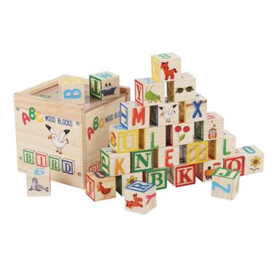 1 Set Kids Wooden Building Block Toy with Storage Box Preschool ABC Letter