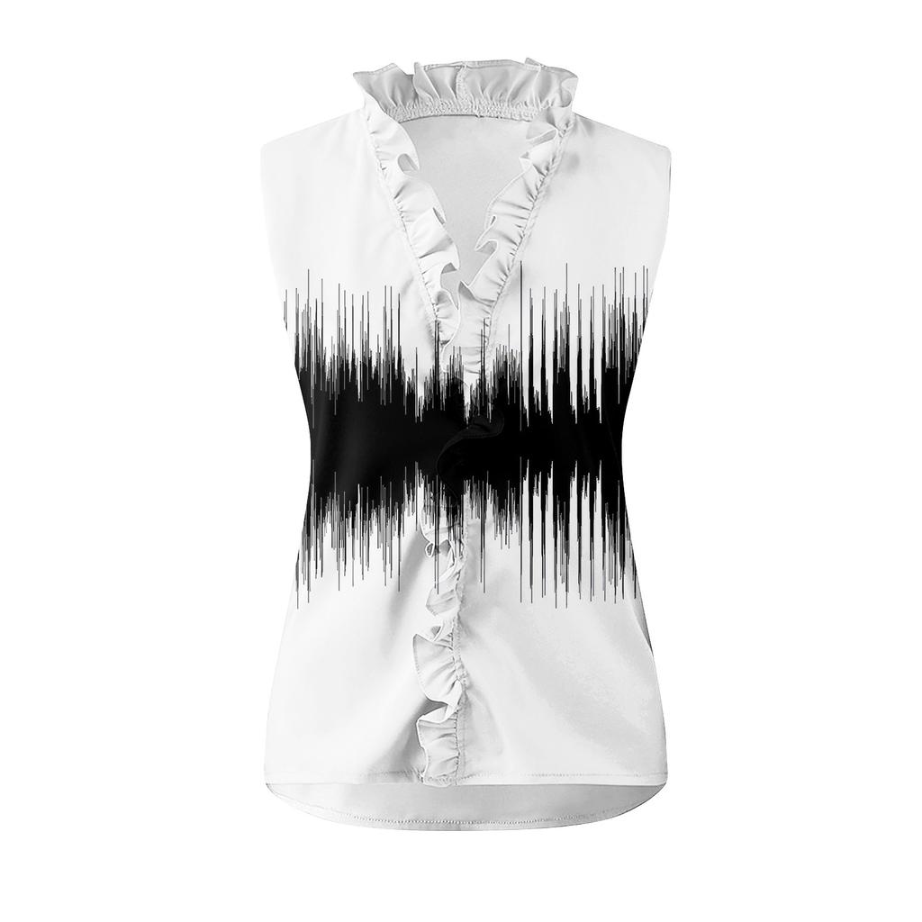 Fashions Women Temperament Button V-neck Sleeve Bluzka Casual Shirt
