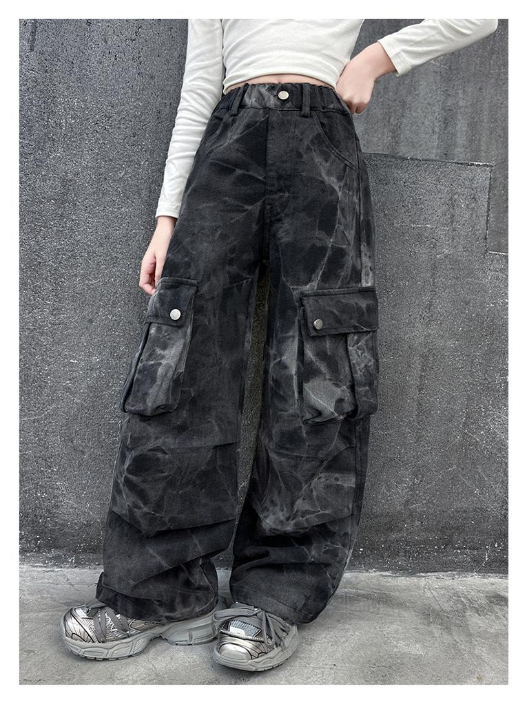 Dívčí trendy volné cargo džíny jaro/podzim 2025