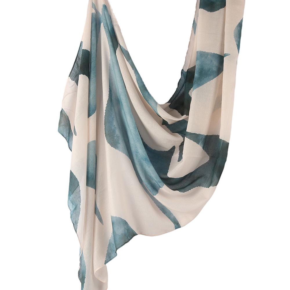 "Ethnic Watercolor Modal Cotton Shawl Satin Print Scarf for Women"