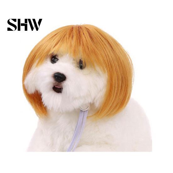 Small Dog Halloween Costume Funny Pet Wig, Cute Bob Cut Cat Afro Curly Wig with Adjustable Cosplay Accessories Elastic Band, Breathable for Dogs, Cats