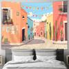 Colorful Mexican Street Scene Wall Tapestry Machine Washable All Season Decor Art Print Vibrant Desert Town Design Home