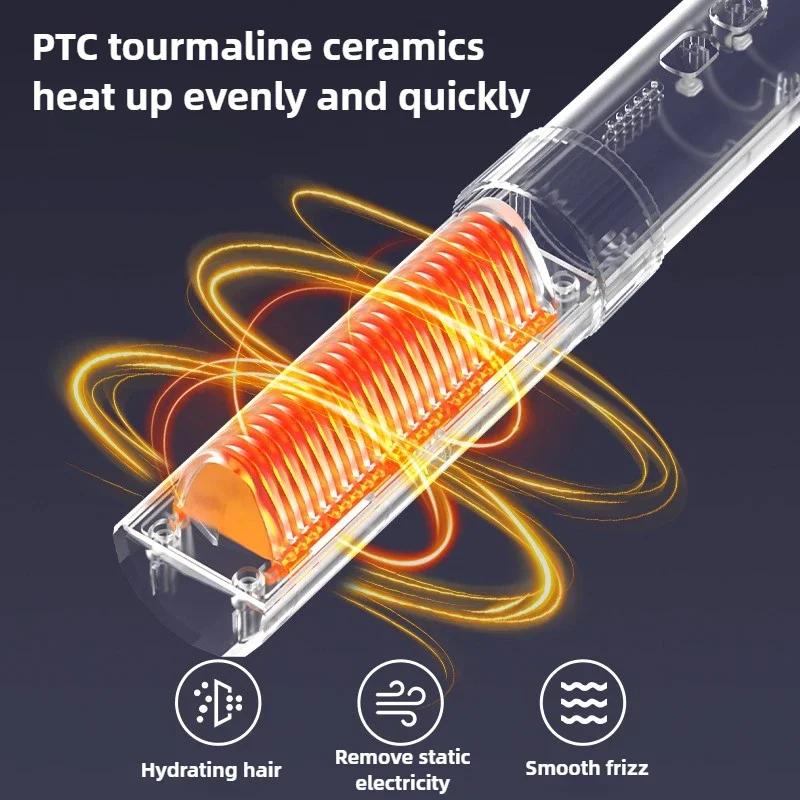 Trådlös Hårplattång Varm Kam Anti-skållning Professionell Elektrisk Borste Slät Hårstil Järn Negativ Jon Hårvårdskam Ny