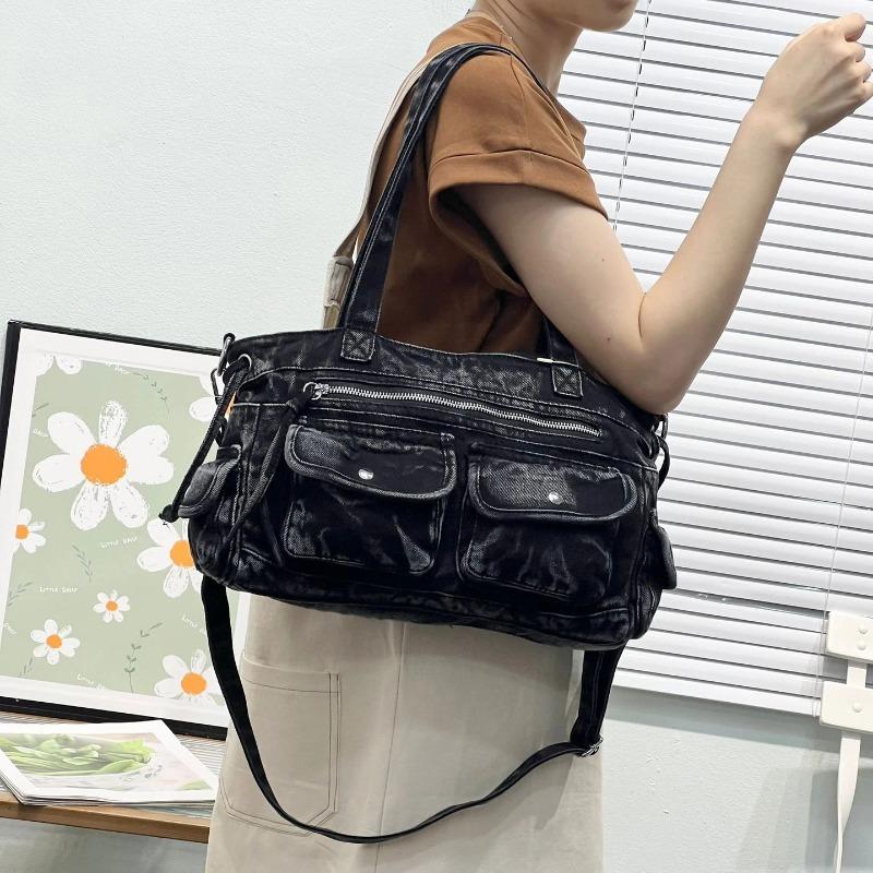 Vintage Women Shoulder Bag Washed Denim Tote Handbag Female Crossbody Bags for Women