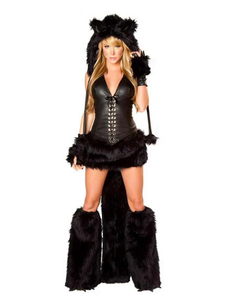 Kostium Lamparta do Cosplayu z Dużym Ogonem, Strój do Odgrywania Roli Kobiety-Kota, Motyw Zwierzęcy na Imprezę Halloweenową.