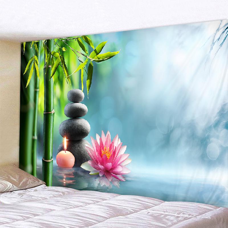 Wall Tapestry, Zen Garden, Massage Stone and Water Lily Beach Towel Throw Blanket Picnic Yoga Mat Family Outfit