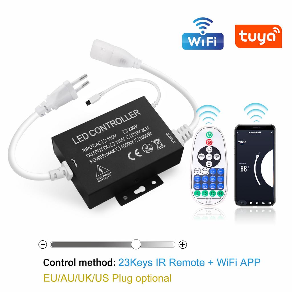 LED Dimmer Tuya Wifi/Wall Touch Remote/Bluetooth IR Control for 8mm PCB AC110V/220V 288Leds/m 3000K 4000K 6000K COB Light Strip
