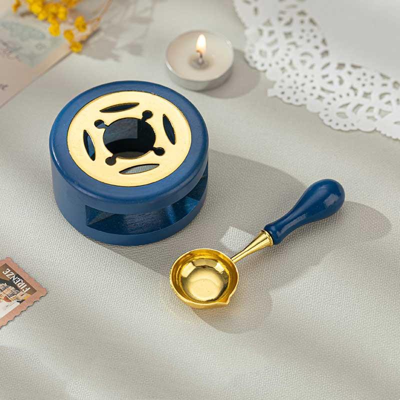 Wax Seal Stamp Set Lacquer Furnace Wax Seal Melting Spoon Rubber Wood Melting Heater Wax Bead Pot Stick Heater Craft Supplies