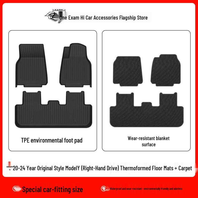 Compatible Tesla Model Y Right-Hand Drive Full Surround Floor Mat TPE Car Accessory